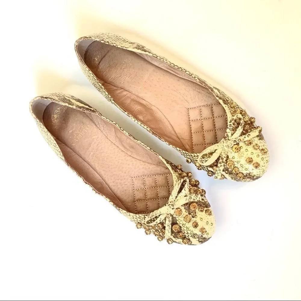 Vince Camuto Snakeskin Rhinestone Embellished Flat